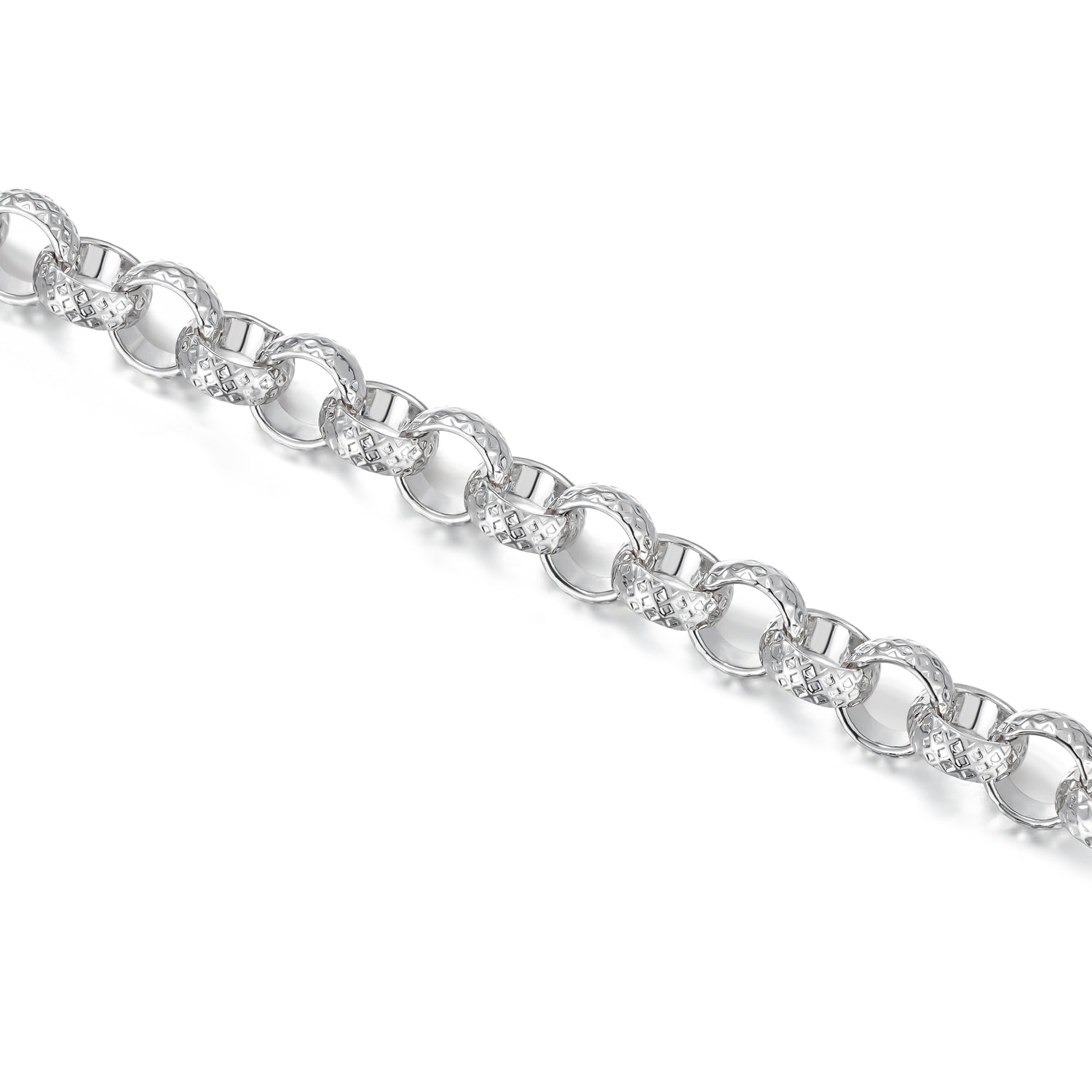 New 8mm Silver Diamond Cut Pattern Belcher Bracelet - 8 Inch