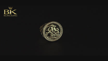 Gold St George Sovereign Adjustable Ring with Stones