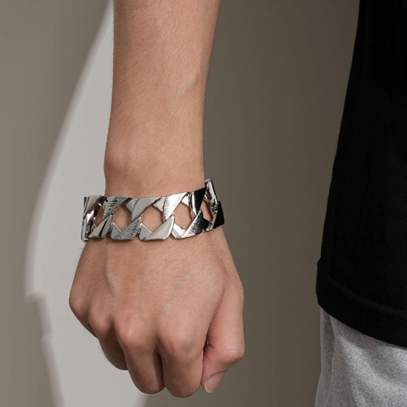 Silver mens curb on sale bracelet