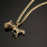 Premium Gold Sulky Gypsy Horse & Cart Racing 3D Pendant with 4mm Cuban Chain