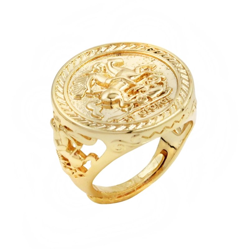 Gold St George Dragon Slayer Sovereign Adjustable Ring