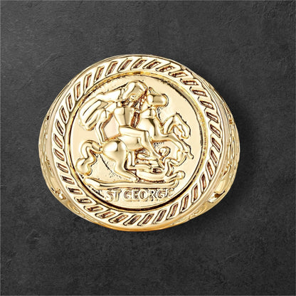 Gold Filled St George Dragon Sovereign Ring Size T Adjustable