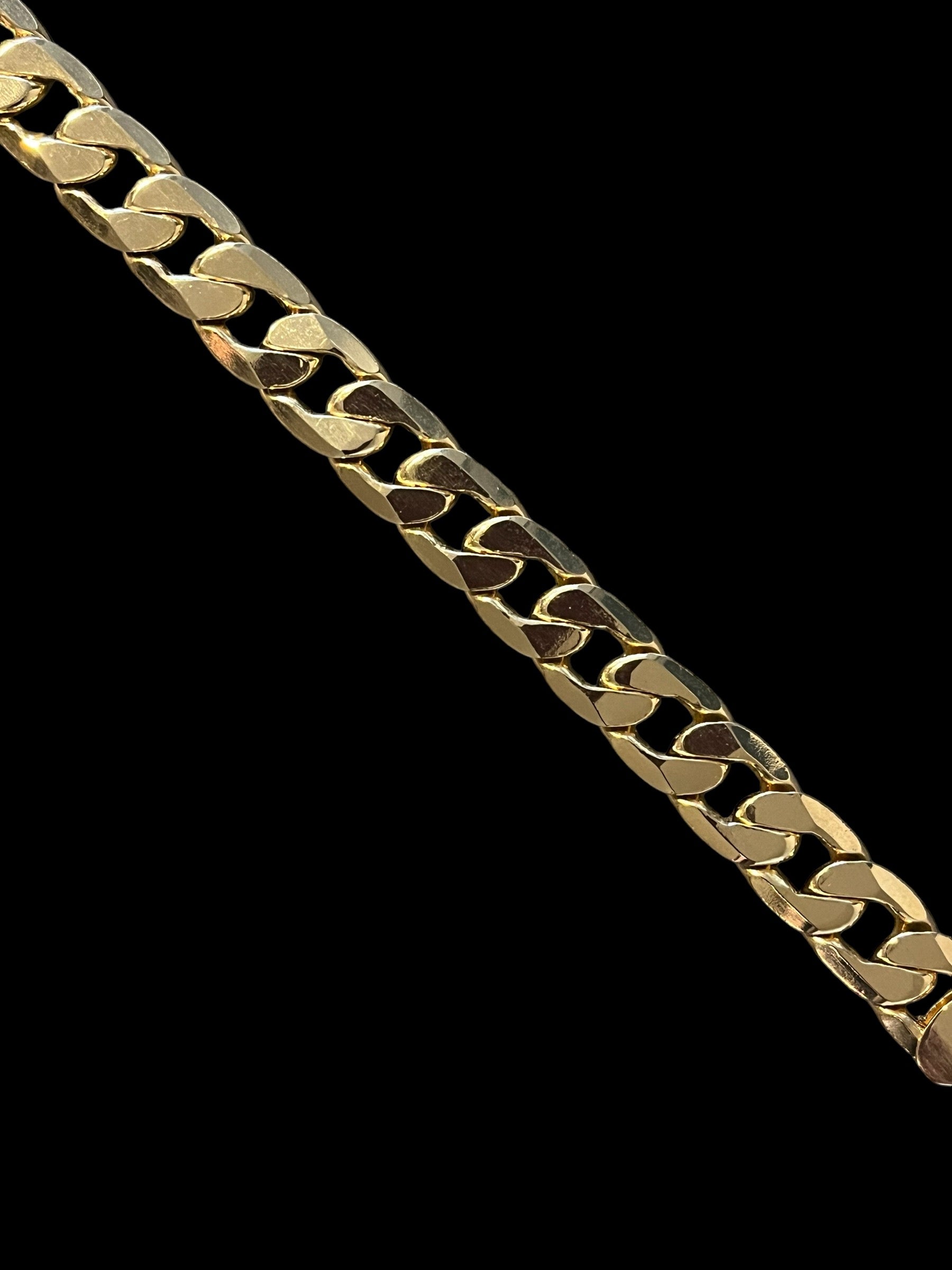 8-inch gold Cuban curb bracelet, 12mm wide, 36 grams, classic style.