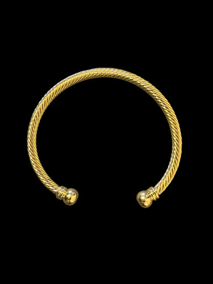 4mm Gold Twisted Torque Adjustable Bangle