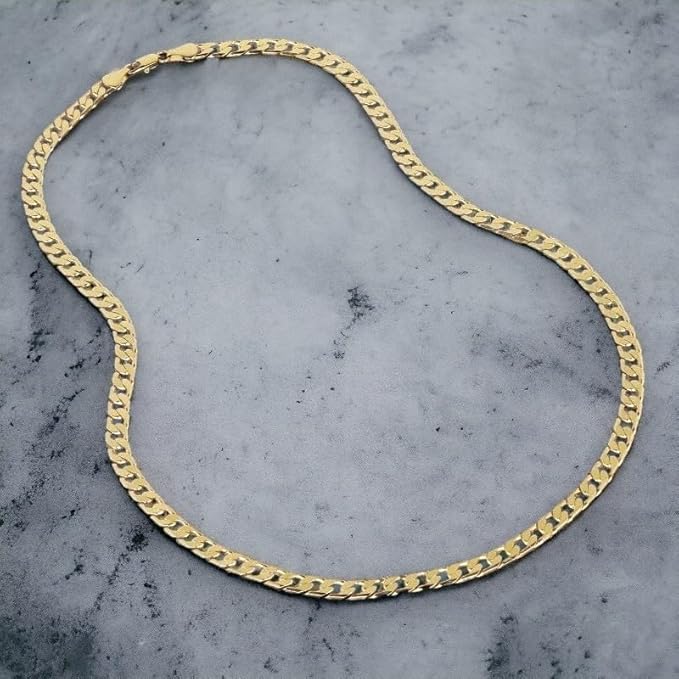 6mm Gold Cuban Curb Chain Necklace Classic 20 Inches