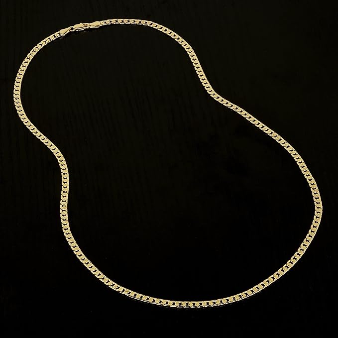 4mm Gold Cuban Chain Necklace Classic Men&