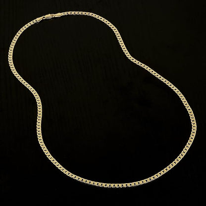 4mm Gold Cuban Chain Necklace Classic Men&