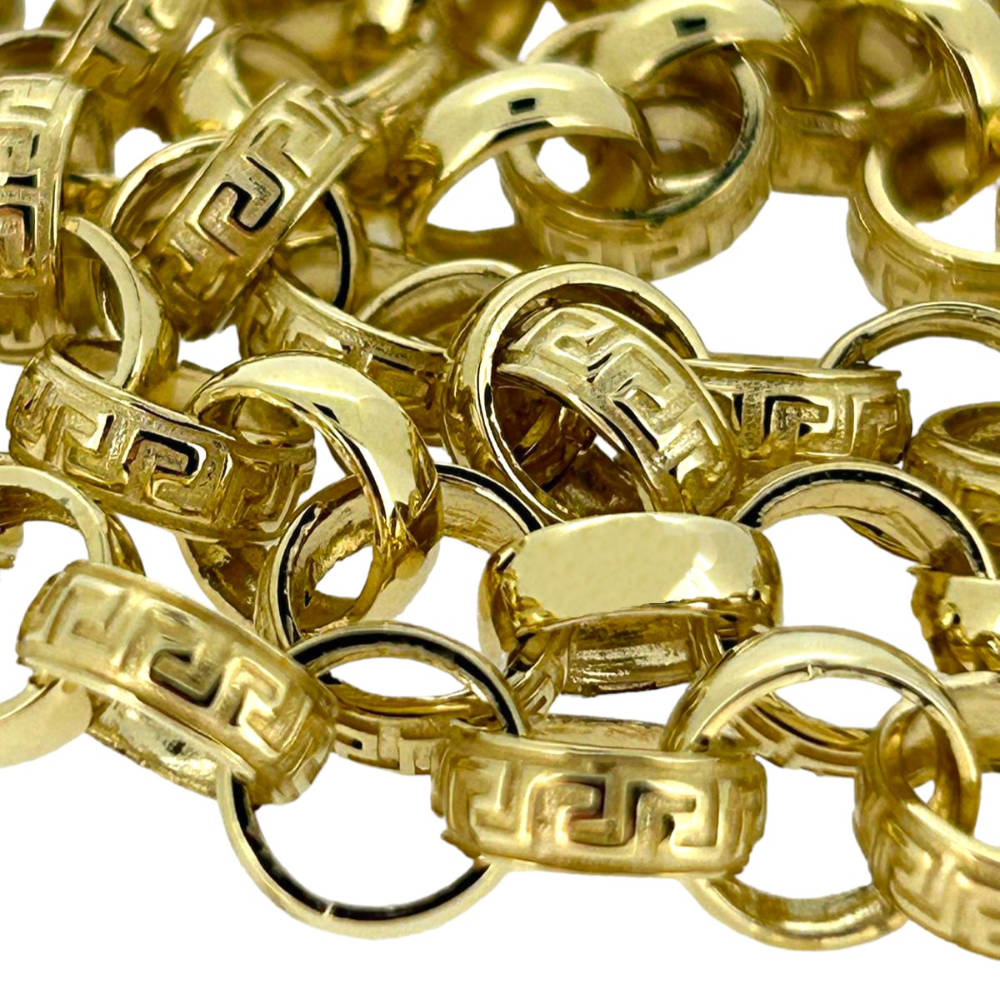 9ct Yellow Gold Greek Patterned Belcher Chain