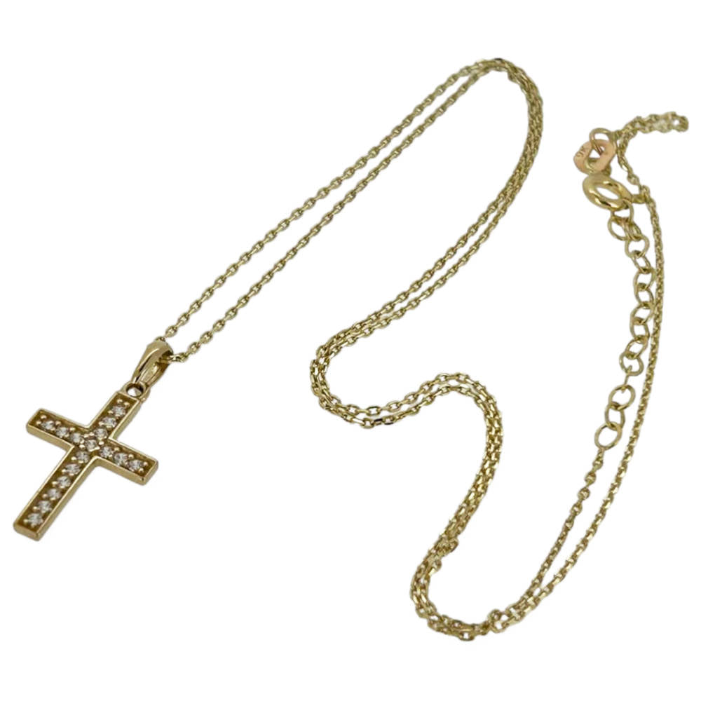 9ct Yellow Gold Cross Pendant Chain Necklace