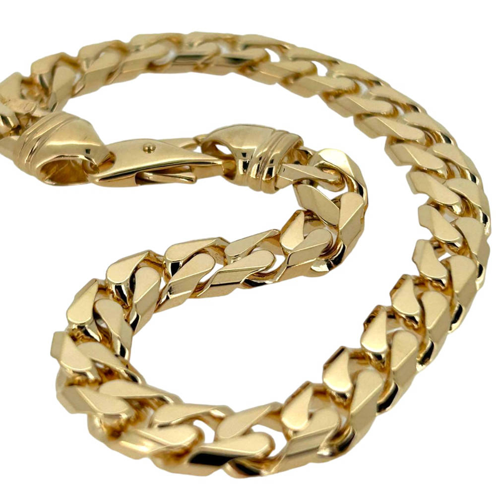 9ct Yellow Gold Large Tight Link Curb Cuban Gents Bracelet
