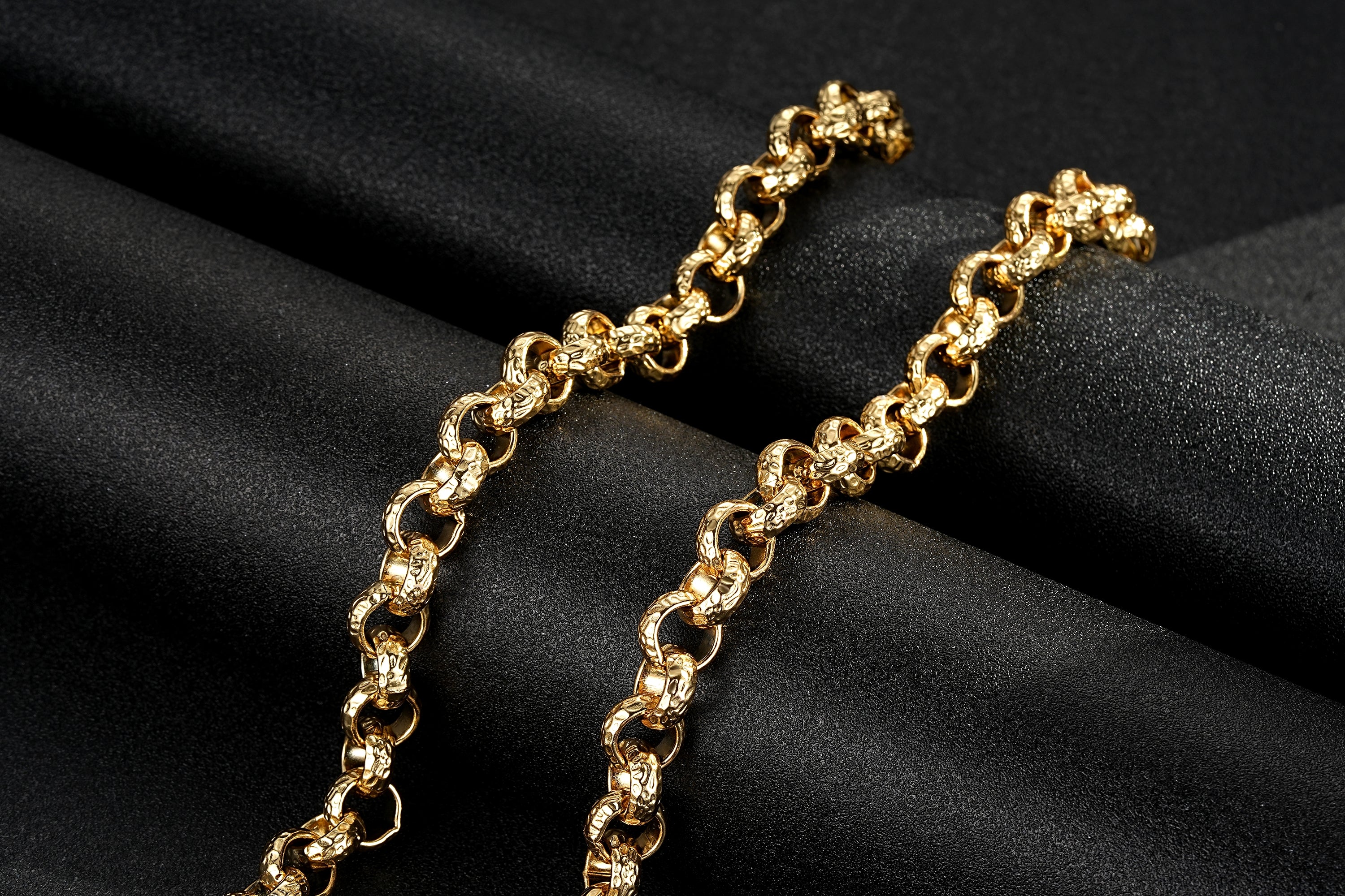 New Premium 12mm Gold Diamond Cut Pattern Belcher Chain 30 Inch