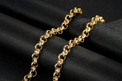 New Premium 12mm Gold Diamond Cut Pattern Belcher Chain 30 Inch