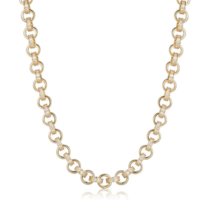 24-inch gold Belcher chain, 10mm width, alternate pattern design.