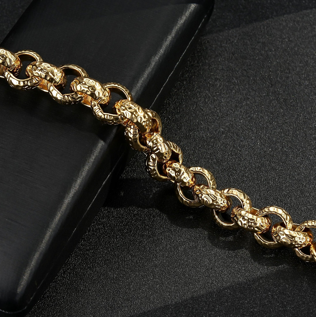 Gold-filled Belcher bracelet, 15mm wide, 130 grams, 8.5-inch length