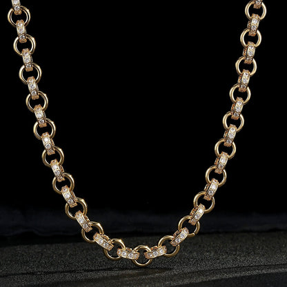 Gold alternate pattern Belcher chain, 24-inch, 10mm wide, gold-filled.