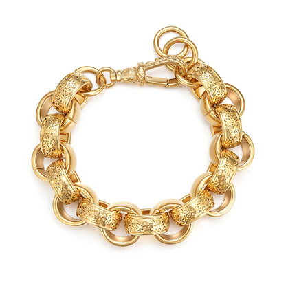 20mm Gold Ornate Belcher Bracelet 8 Inch