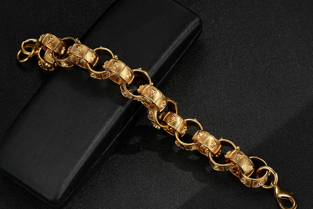 New Luxury 20mm Gold Bulldog Belcher Bracelet 9 Inch