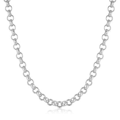 8mm Silver Diamond Cut Pattern Belcher Chain
