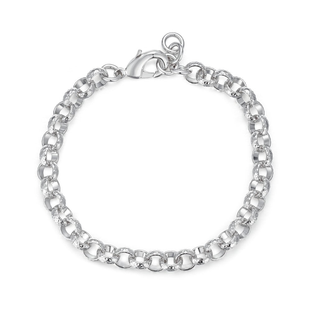 8-inch silver diamond cut Belcher bracelet, 9mm width, 21 grams, subtle design.