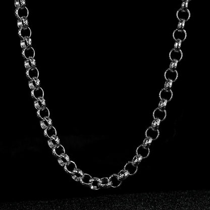 8mm Silver Diamond Cut Pattern Belcher Chain