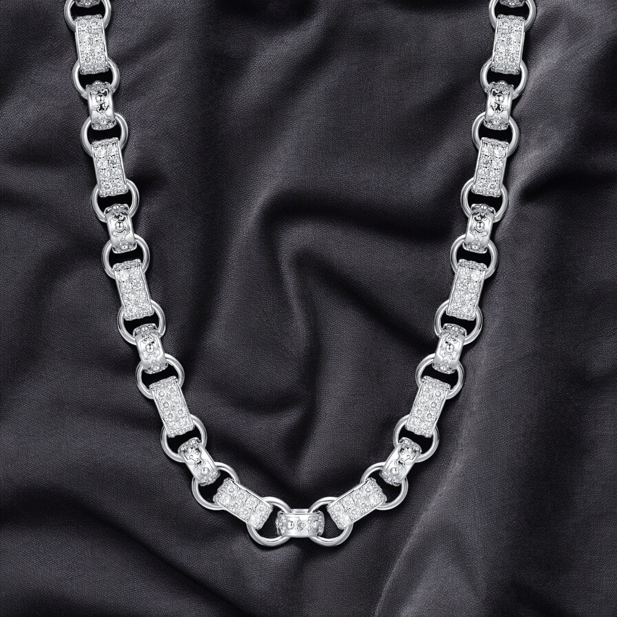 13mm Silver Filled Gypsy Link Belcher Chain with Albert Clasp