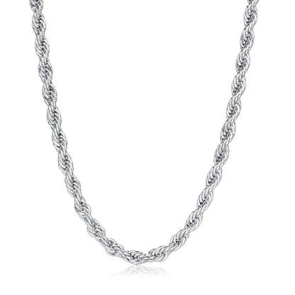 Detailed View of Silver Filled 8mm Rope Chain