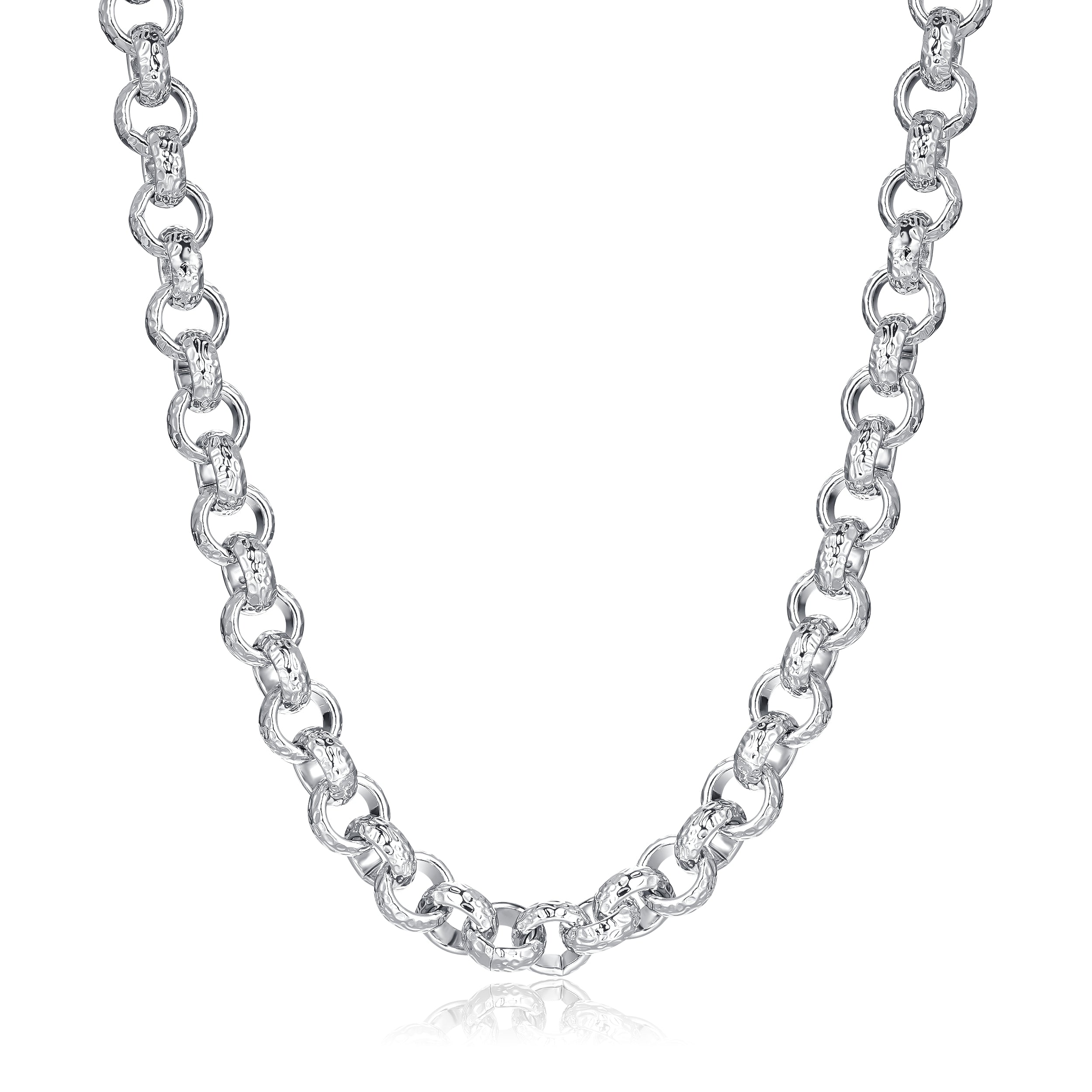 12mm Silver Diamond Cut Pattern Belcher Chain Albert Clasp 30 Inch Bling King
