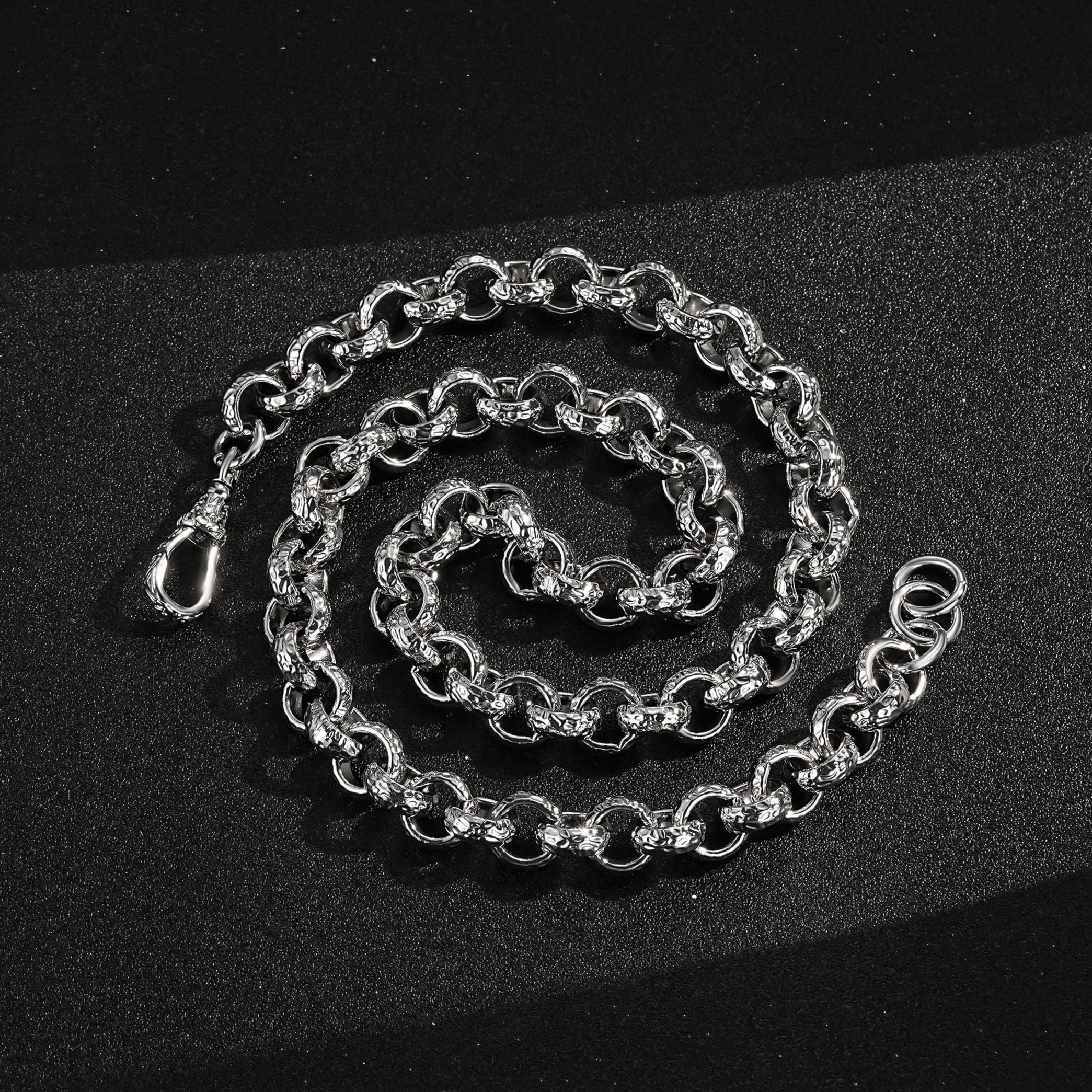 12mm Silver Filled Diamond Patterned Belcher Chain