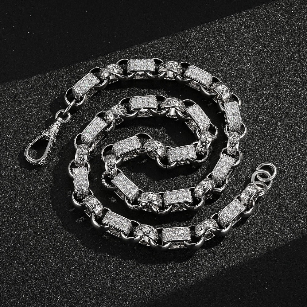 13mm Silver XXL Gypsy Link Belcher Chain with Albert Clasp