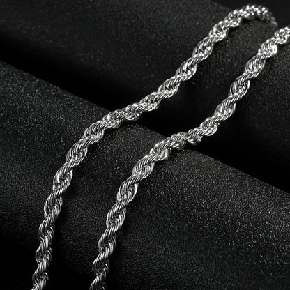 Close-up of Classic Silver Rope Chain