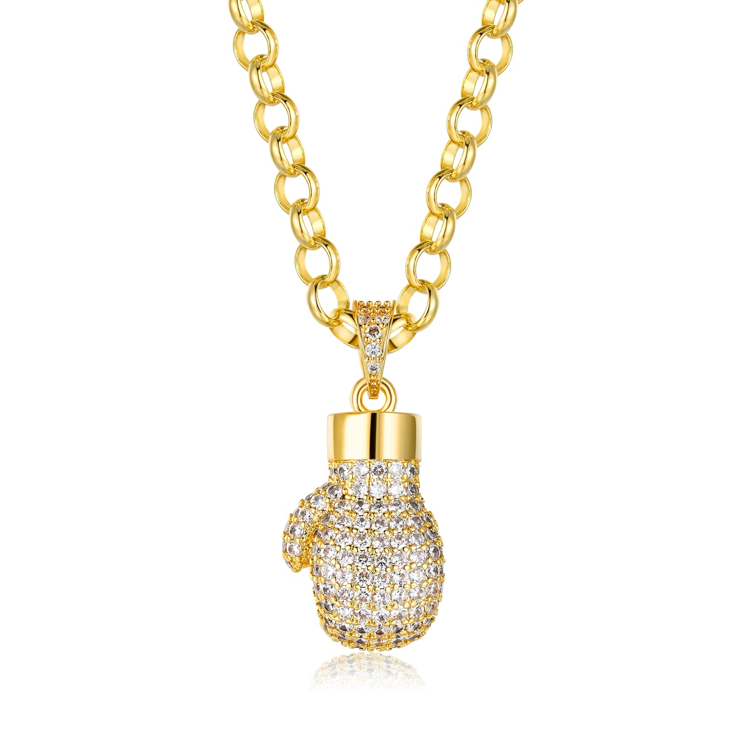 New Premium Gold Boxing Glove Pendant With a Belcher Chain 22 Inch