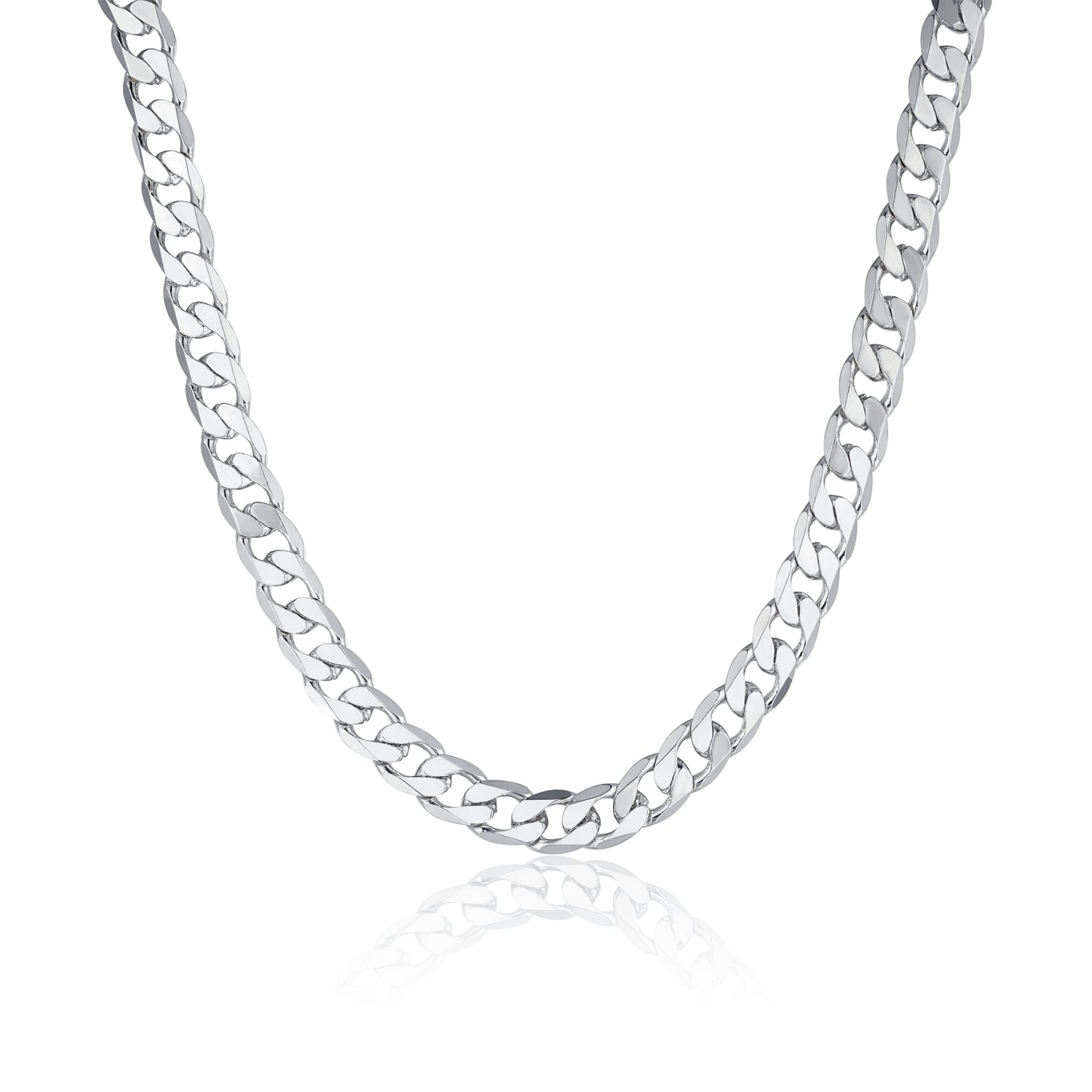 Luxury 9mm Silver Cuban Curb Chain Necklace