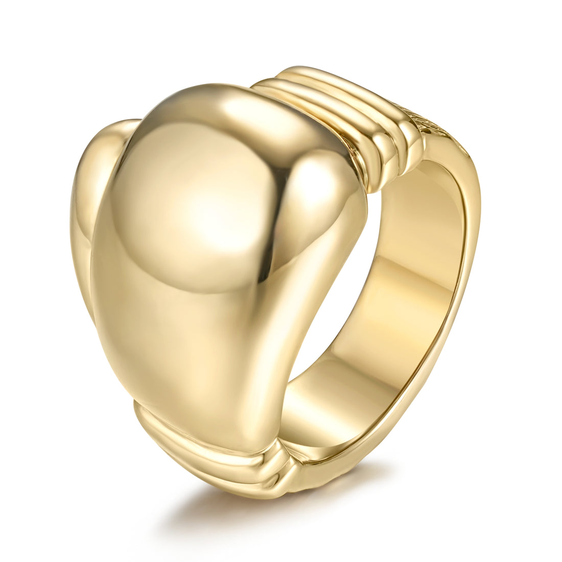 Large Gold Heavy Boxing Glove Signet Ring Multiple Sizes