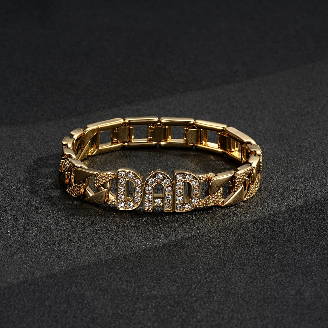 New 18mm Gold Dad Curb Chaps Bracelet with Stones 8/9 Inch