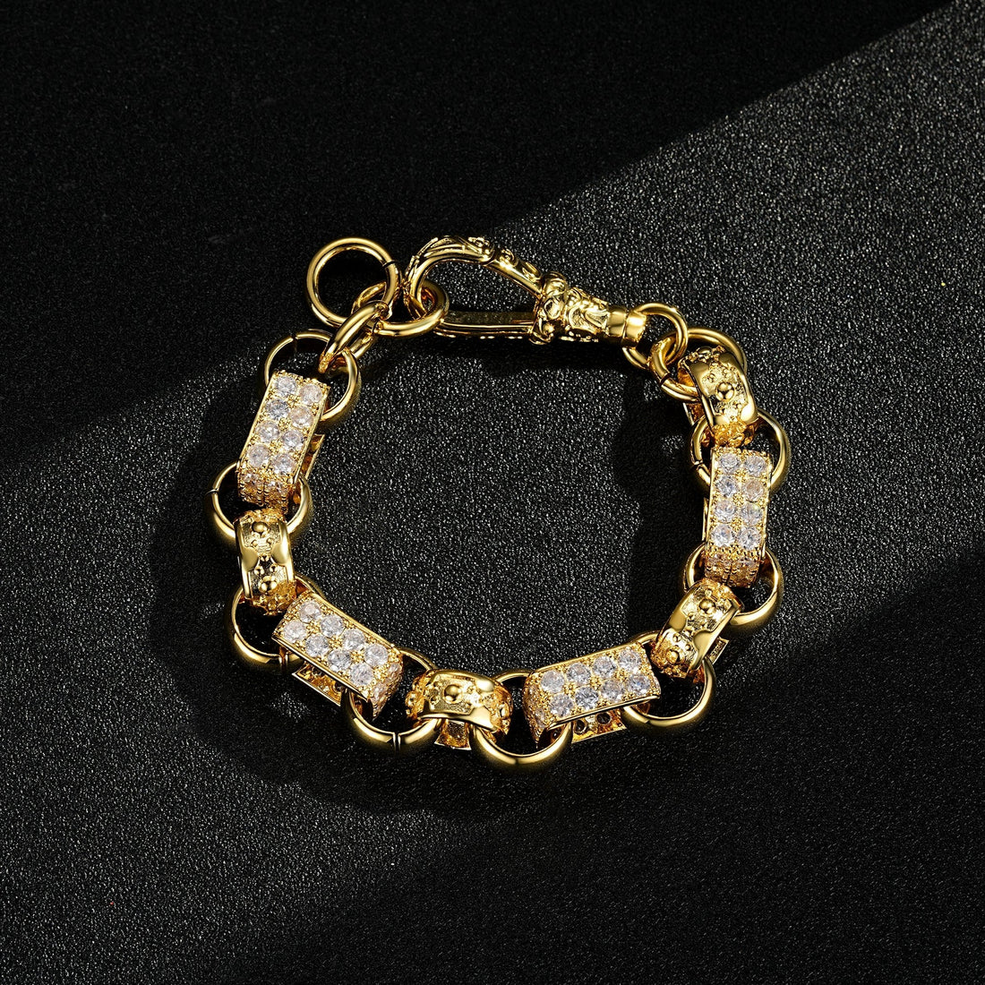 13mm Gold Gypsy Link Belcher Bracelet 8/9 Inches