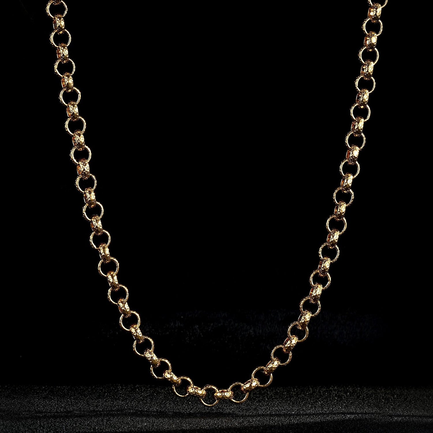 New Premium 8mm Gold Diamond Cut Pattern Belcher Chain 16/20/24/30 Inch