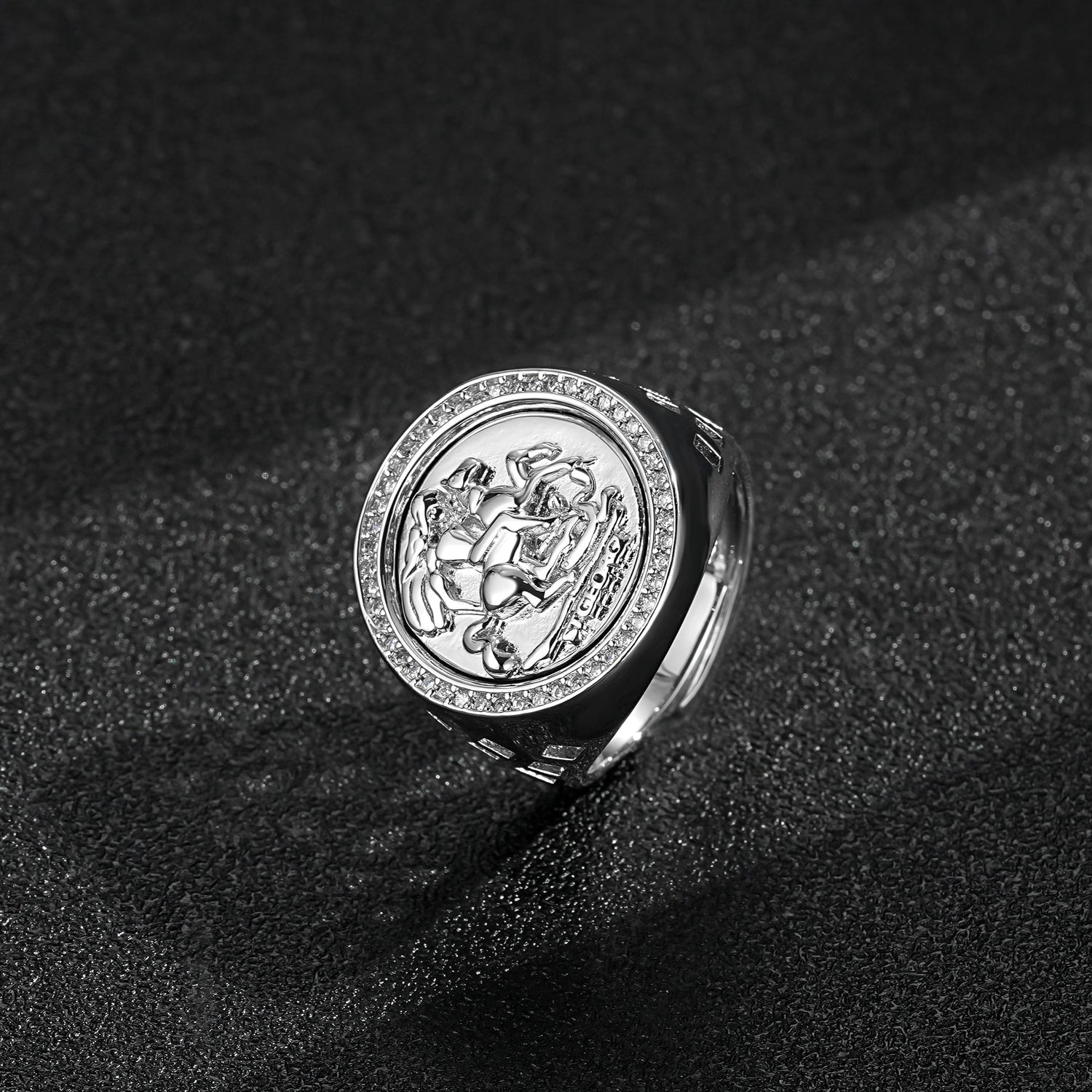 Elegant silver filled ring featuring St George design