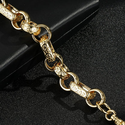 Lightweight small gypsy Link bracelet, gold-filled, 8-8.5 inch length, 45 grams.