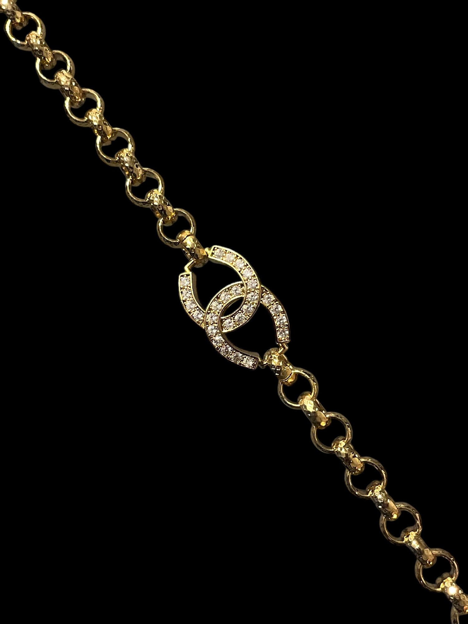 8mm Gold Horseshoe Belcher Bracelet Stone 8/8.5 Inch