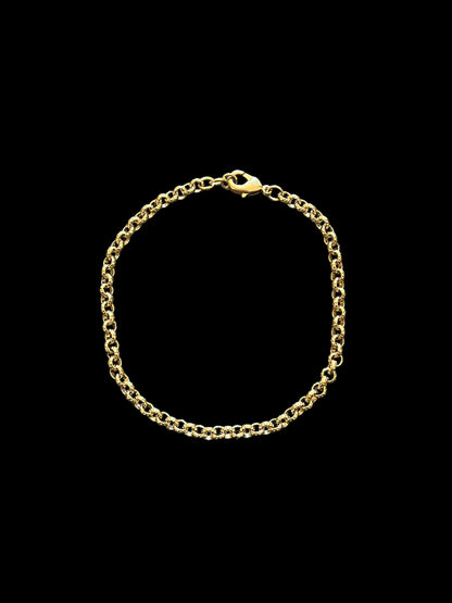 3mm Gold Diamond Cut Pattern Belcher Bracelet 8-8.5 inch