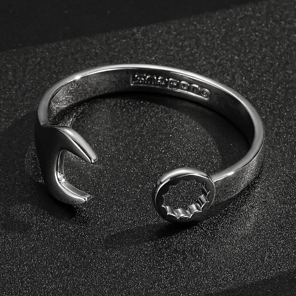 Silver spanner bangle, 6mm width, 42 grams, fits most adult wrists.