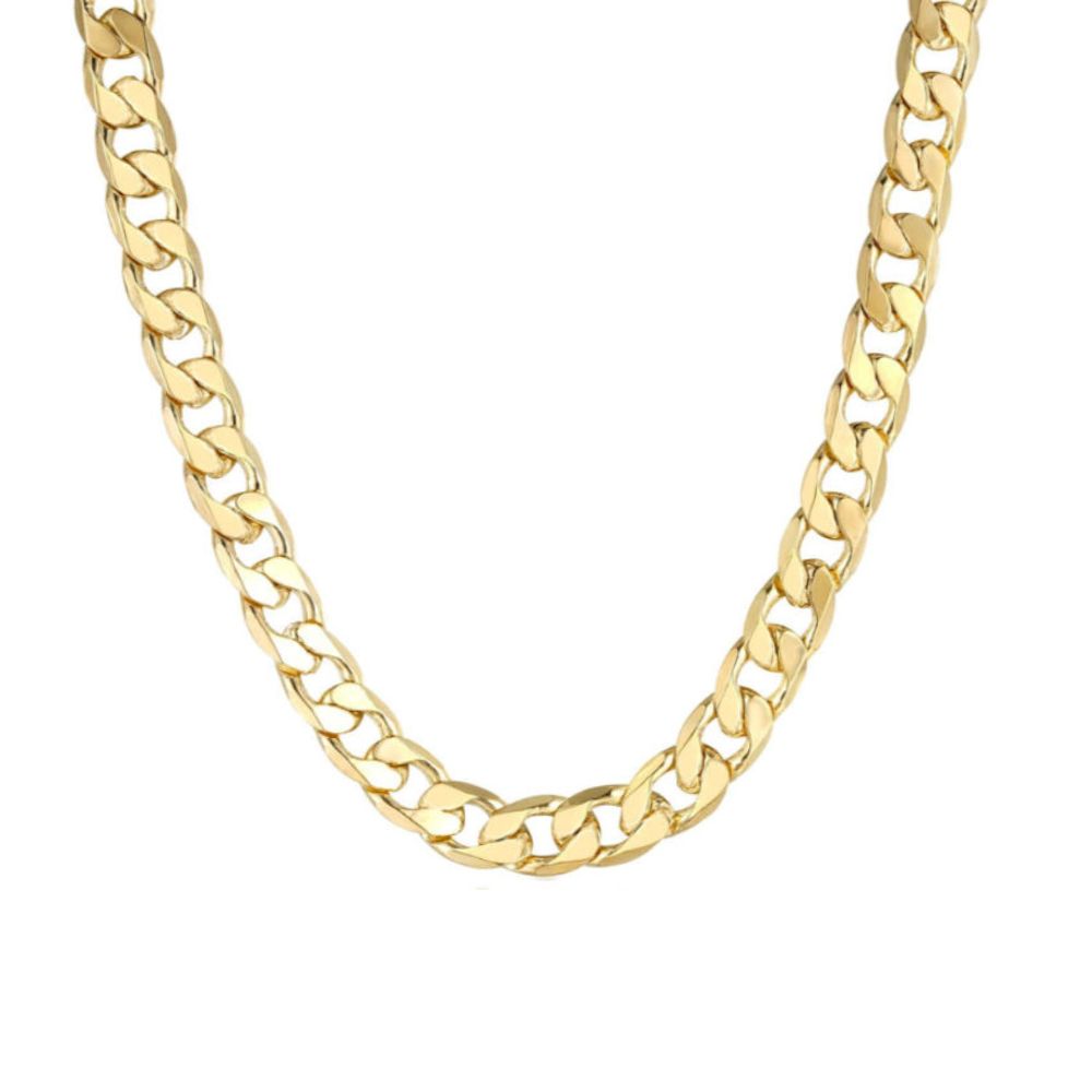 24 Inch Gold Cuban Curb Chain, 12mm Width, High-Quality Finish