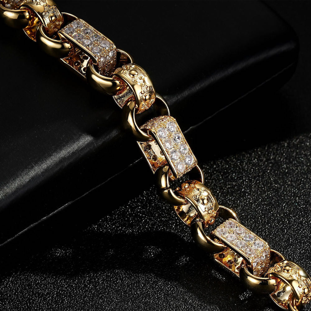 Luxury Gold XXL Gypsy Link Belcher Bracelet with Albert Clasp