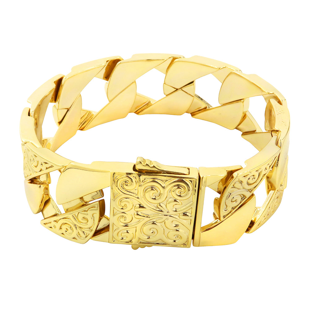 NYJEWEL 14k Rose Gold Special Design Heavy Bracelet 7.5