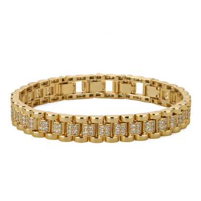 10mm Gold Watchband Link Bracelet Adjustable Gold Bracelet