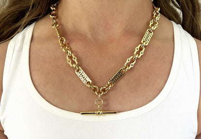 Luxury Gold Stars and Bars T-Bar Chain Necklace