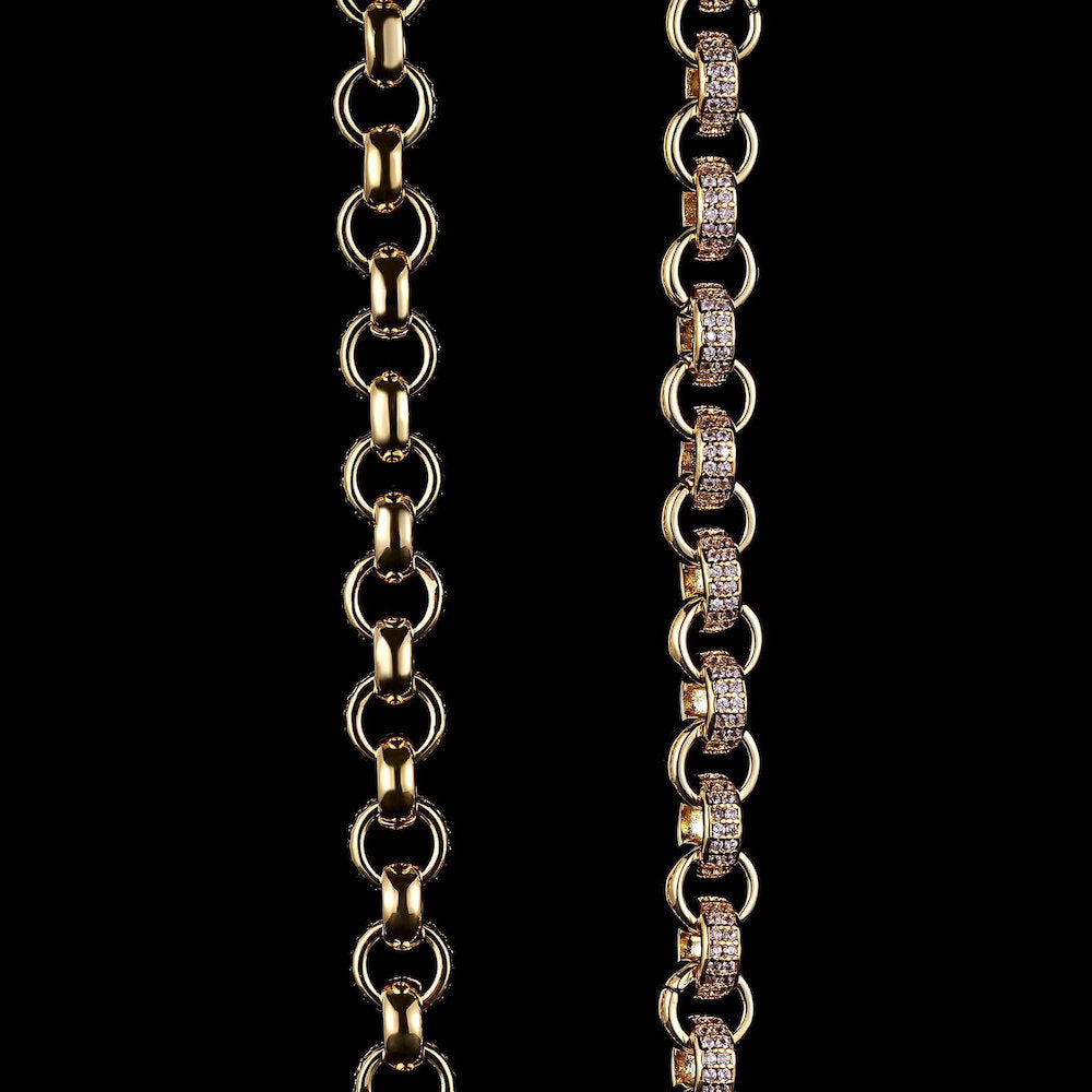 Luxury Gold 8mm Adjustable Belcher Chain with Pink Stones