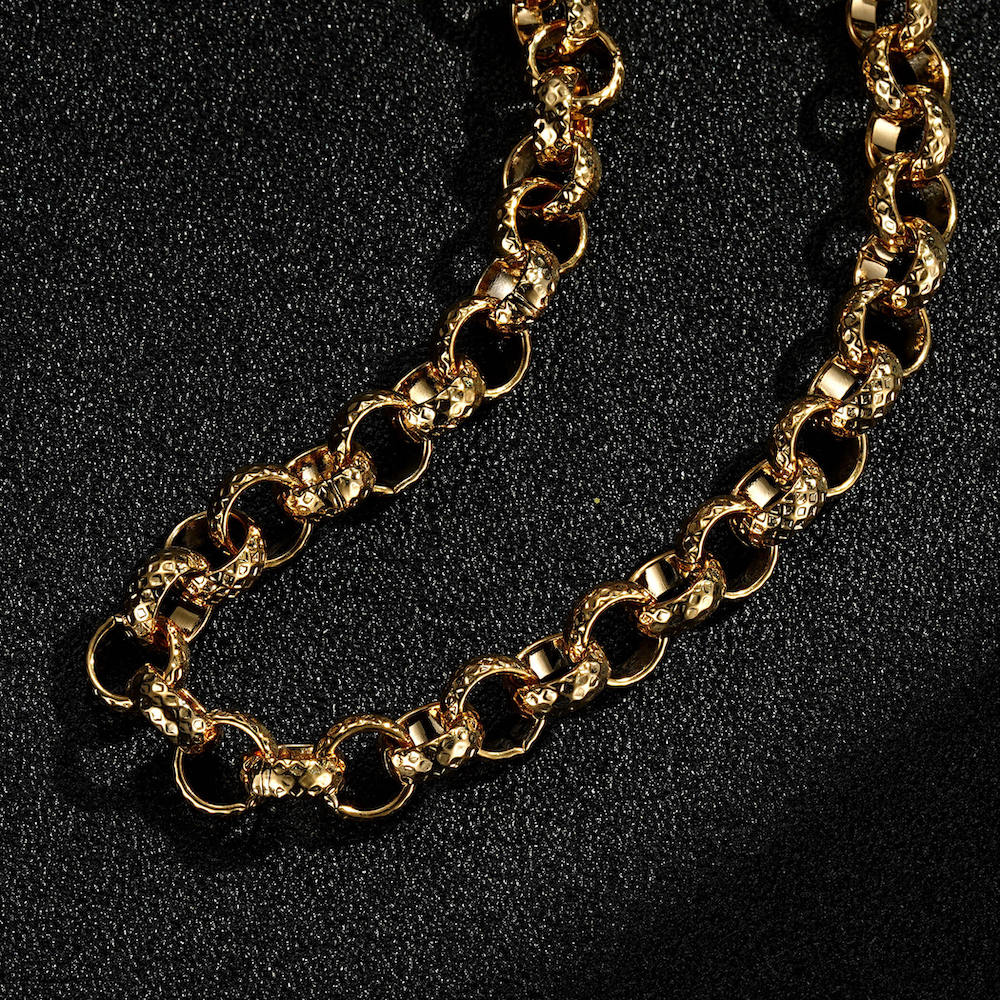 8mm Gold Diamond Cut Pattern Belcher Chain