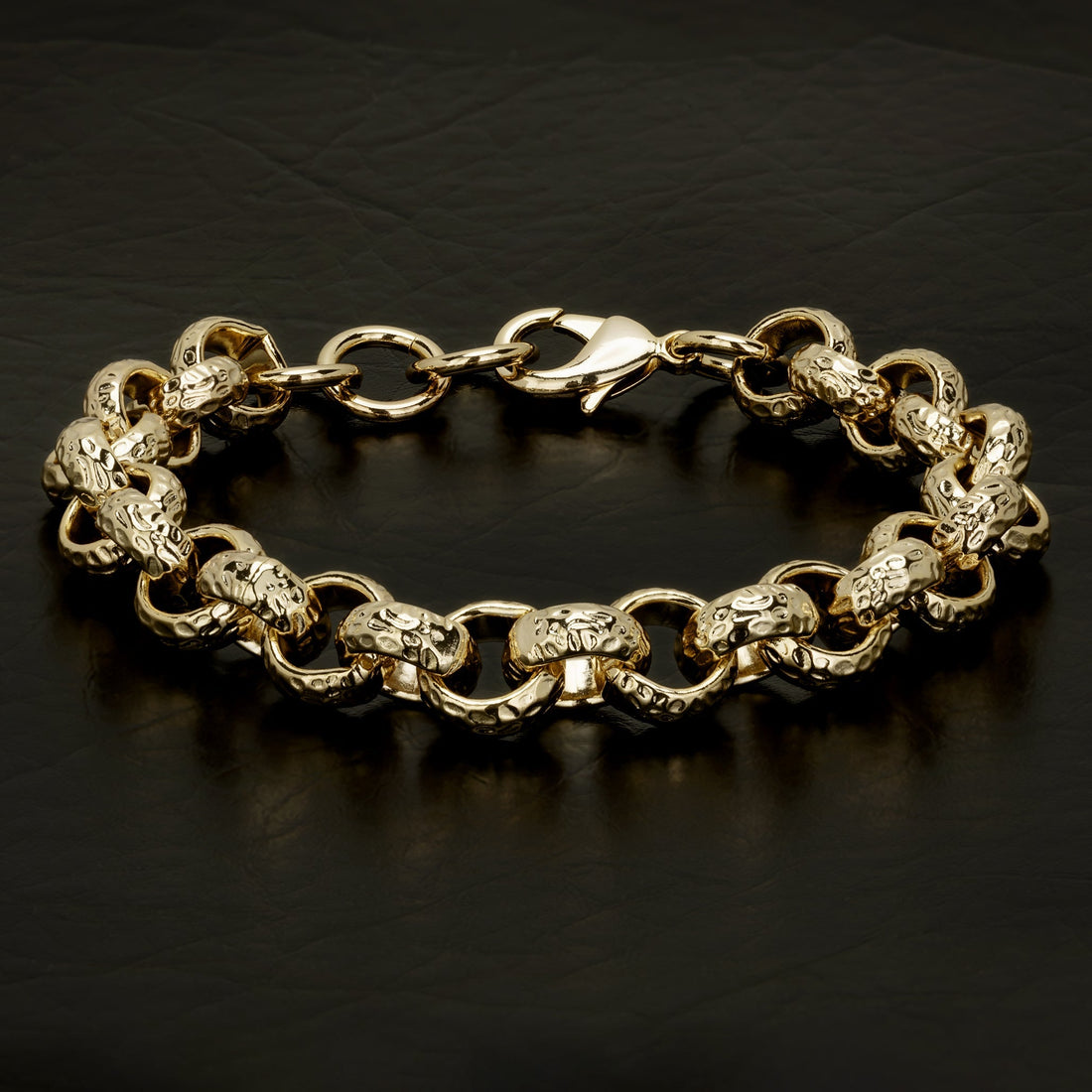 12mm Gold Diamond Cut Pattern Belcher Bracelet 8-8.5 inch