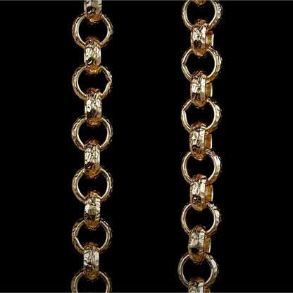 8-inch big gold Belcher bracelet, 12mm wide, diamond cut pattern, 51 grams.